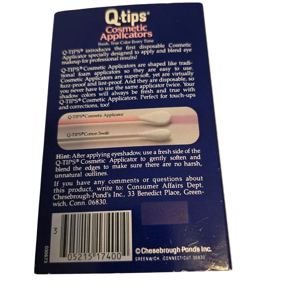 Vintage Q-tips Cosmetic Applicators‎  Count Cotton Tip Eye Makeup Blending